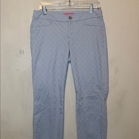 Lilly Pulitzer Kelly Light Blue Textured Pants 6 - Picture 5 of 11